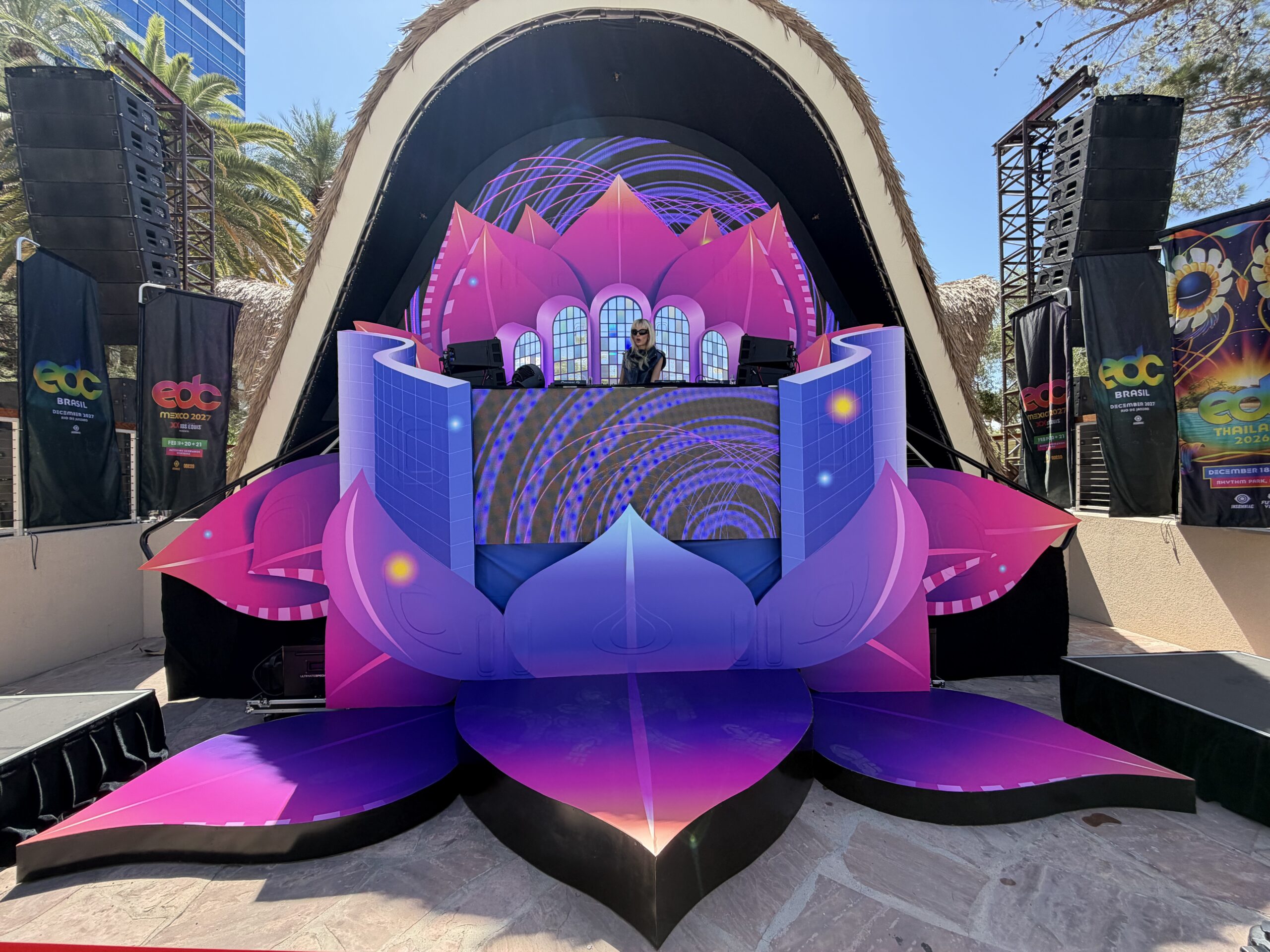 colorful lotus flower shaped festival stage