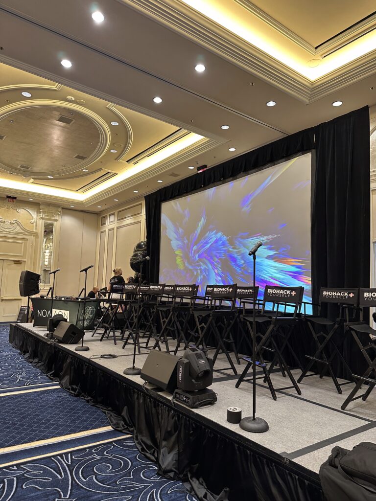 Projector, speaker, and microphone rental set up for corporate event