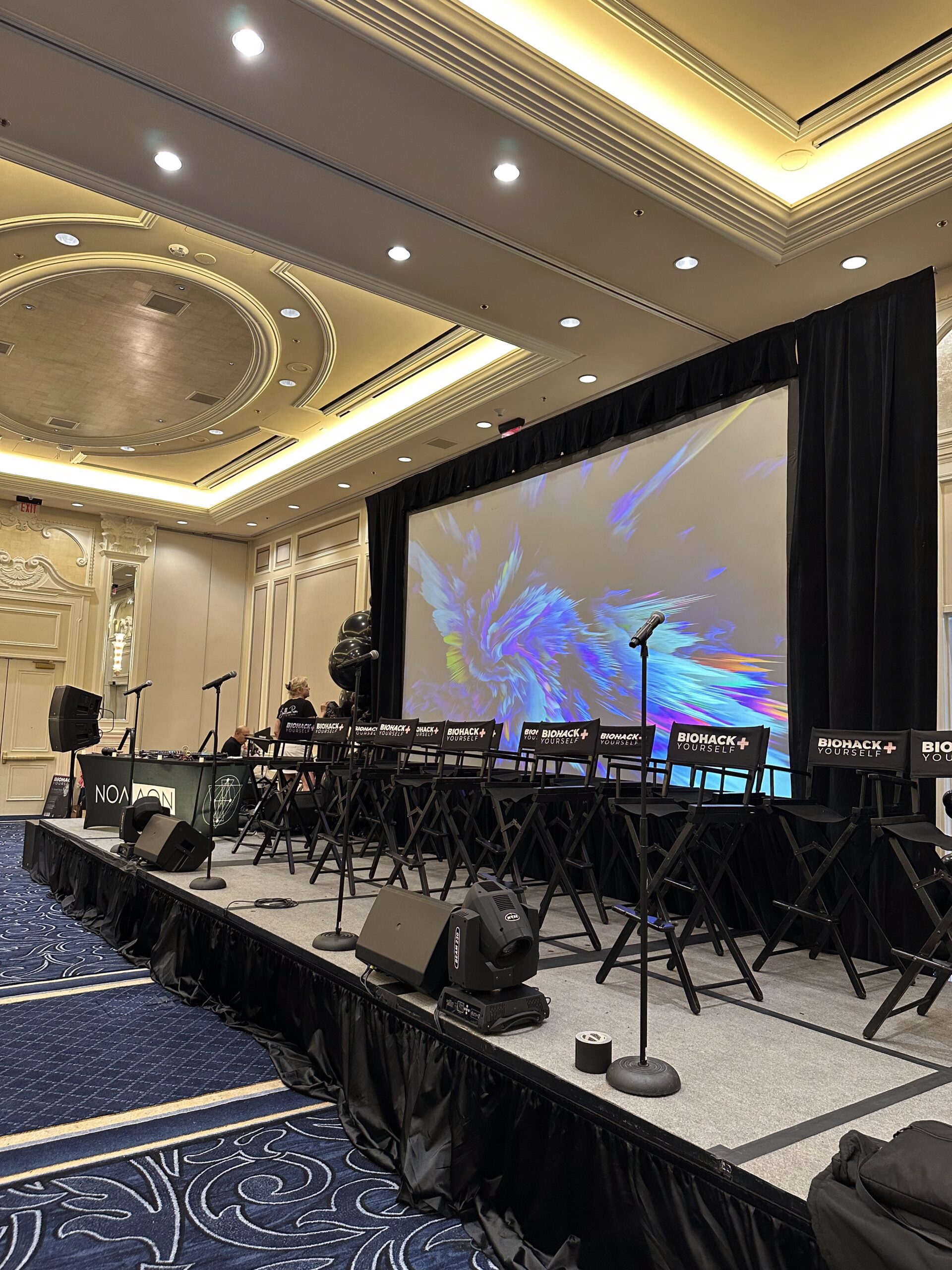 Projector, speaker, and microphone rental set up for corporate event