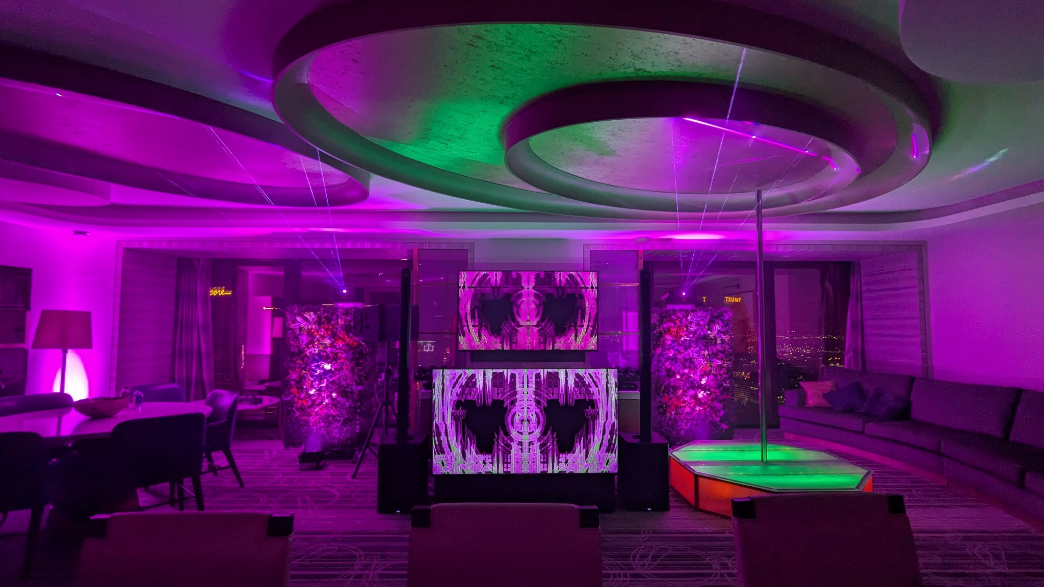 uplighting and DJ lighting setup for event