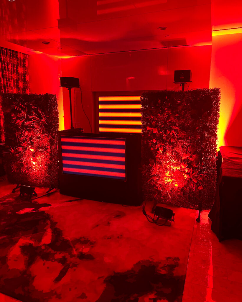 Mobile Video DJ booth set up in Las Vegas private suite