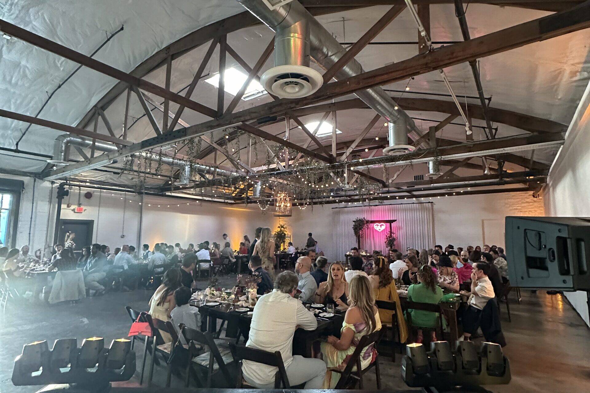 Las Vegas corporate event with DJ, lighting, and crowd at indoor venue