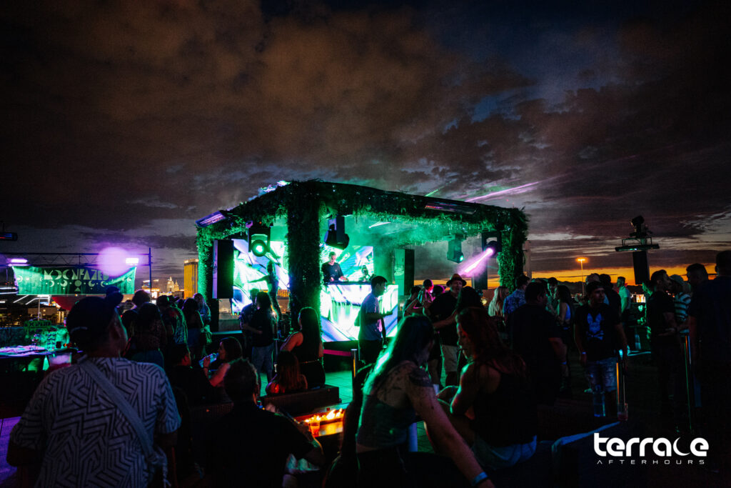 outdoor event illuminated by LED wall stage
