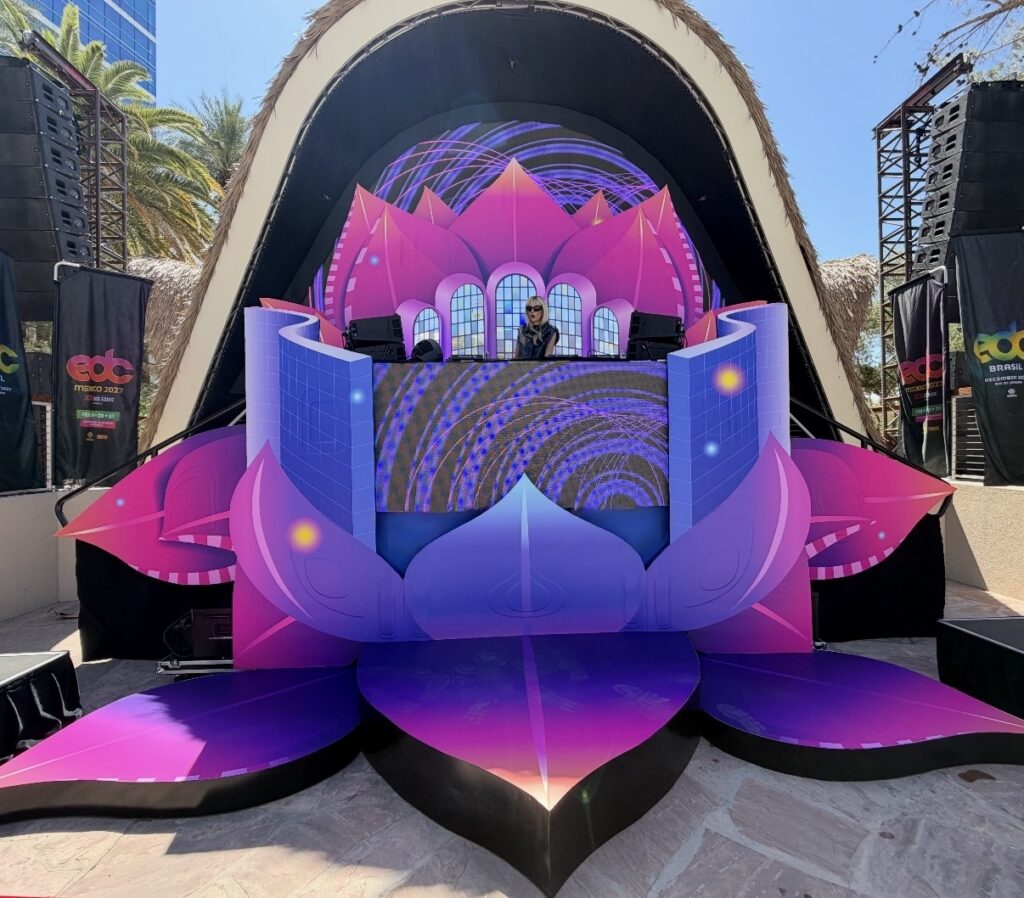 colorful lotus flower shaped festival stage