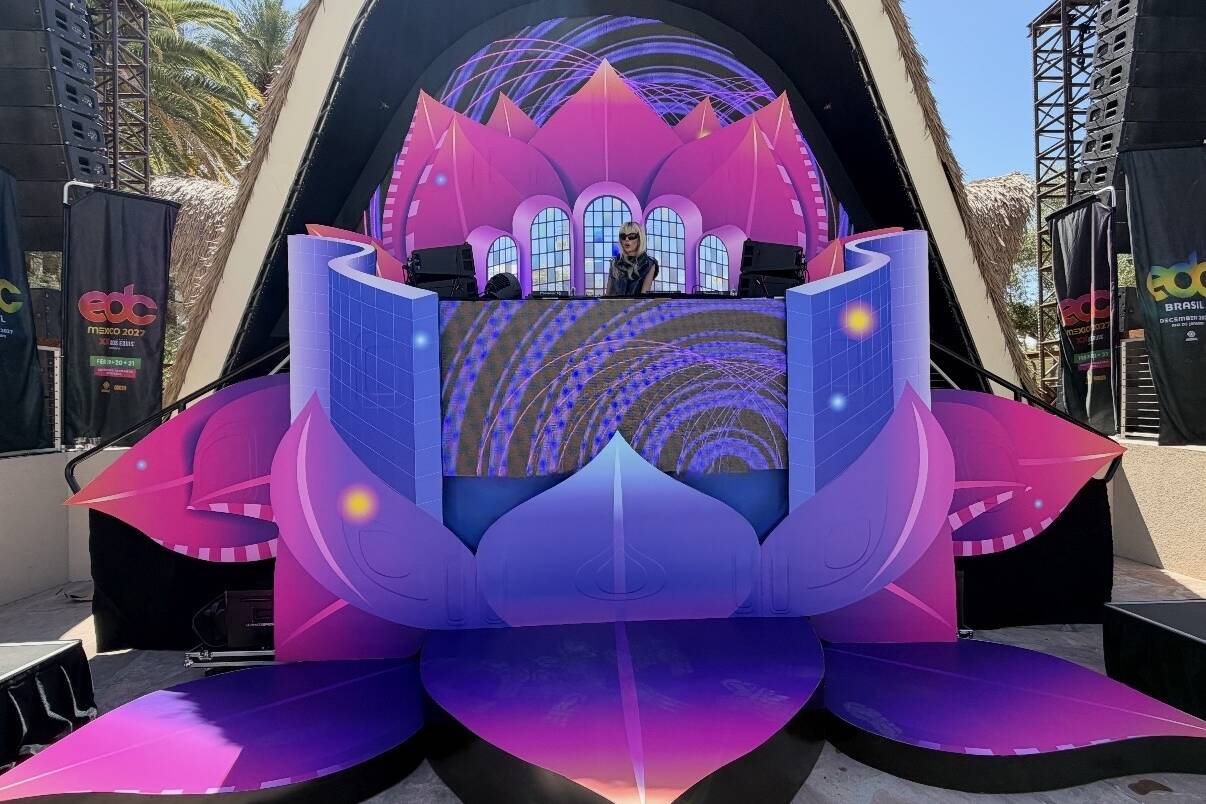 colorful lotus flower shaped festival stage