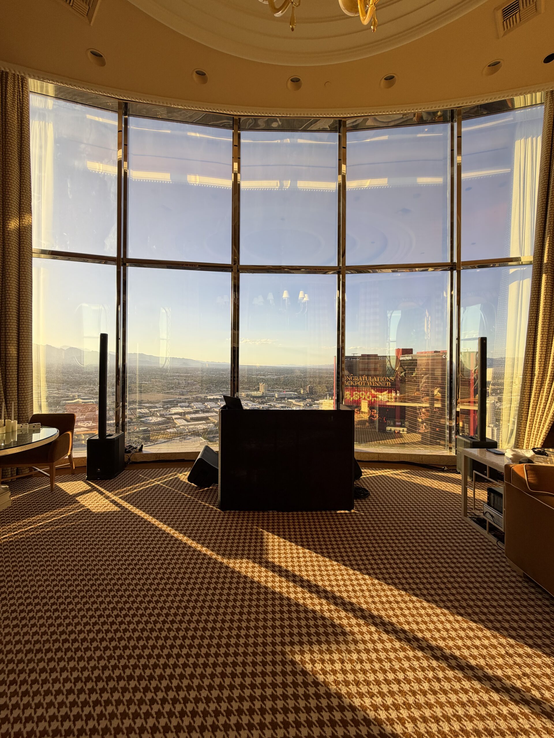 DJ booth and sound set up inside private las vegas suite